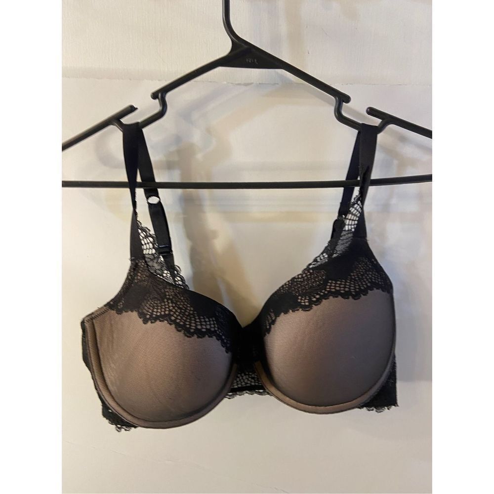 Triumph bra 34DD black beige lace‎